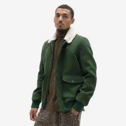 Cupar Classic Flight Jacket - Double Twill Green -Fashion Menswear Store AFJK251 E