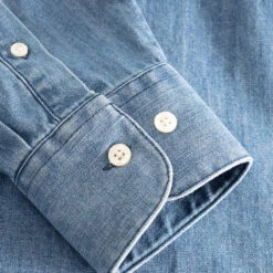 Foret Alive Washed Denim Shirt - Light Indigo -Fashion Menswear Store ALIVESHIRT LIGHTDENIM04