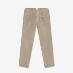 Foret Brook Corduroy Pleated Trousers - Khaki