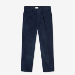Foret Brook Corduroy Pleated Trousers - Navy