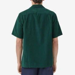 Cord Short-Sleeve Vacation Shirt - Green -Fashion Menswear Store CORD CAMP COLLAR GREEN 2337