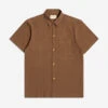 Costa Seersucker S/S Shirt - Desert Palm Brown -Fashion Menswear Store CostaShirt DesertPalmBrown01