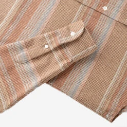 Houndstooth Stripe Flannel Shirt - Camel -Fashion Menswear Store HoundstoothStripeFlannelShirt Camel03
