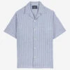 Jacquard Stripe Short-Sleeve Vacation Shirt - Chambray -Fashion Menswear Store JACQUARD CHAMBRAY