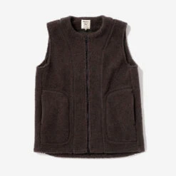 Boa Wool Zip Vest - Ink Black