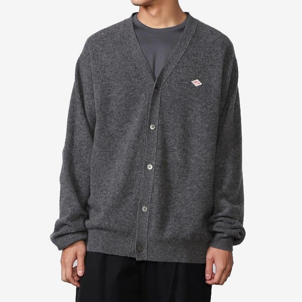 Lambswool V-Neck Knit Cardigan - Charcoal 5 Lambswool V-Neck Knit Cardigan - Charcoal - Image 4