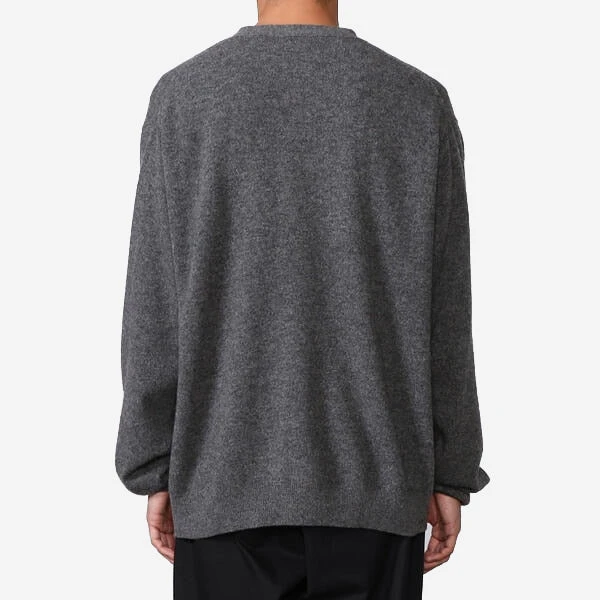 Lambswool V-Neck Knit Cardigan - Charcoal 4 Lambswool V-Neck Knit Cardigan - Charcoal - Image 3