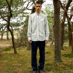 Foret Life Oxford Stripe L/S Shirt - Smoke Blue/Cloud -Fashion Menswear Store LIFESHIRT SMOKEBLUECLOUD05