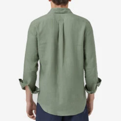 Linen Long-Sleeve Shirt - Dry Green 11 Linen Long-Sleeve Shirt - Dry Green -Fashion Menswear Store LINEN DRY GREEN 2387