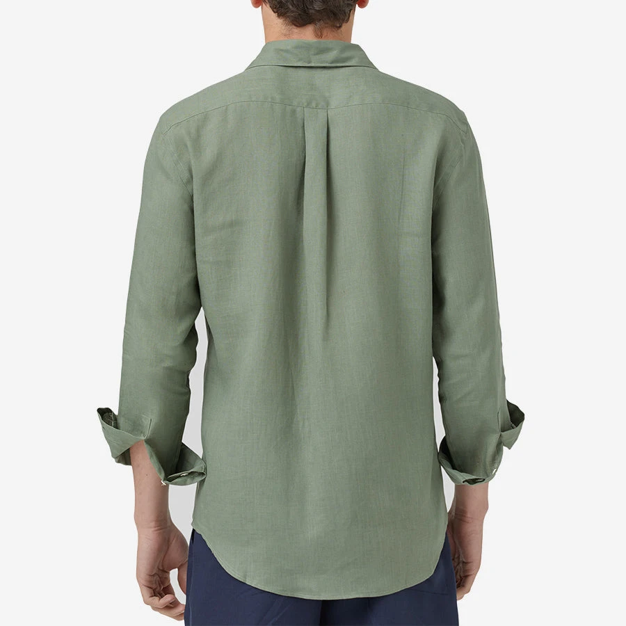Linen Long-Sleeve Shirt - Dry Green 7 Linen Long-Sleeve Shirt - Dry Green - Image 5