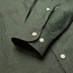 Linen Long-Sleeve Shirt - Dry Green 9 Linen Long-Sleeve Shirt - Dry Green -Fashion Menswear Store LINEN GREEN 0141