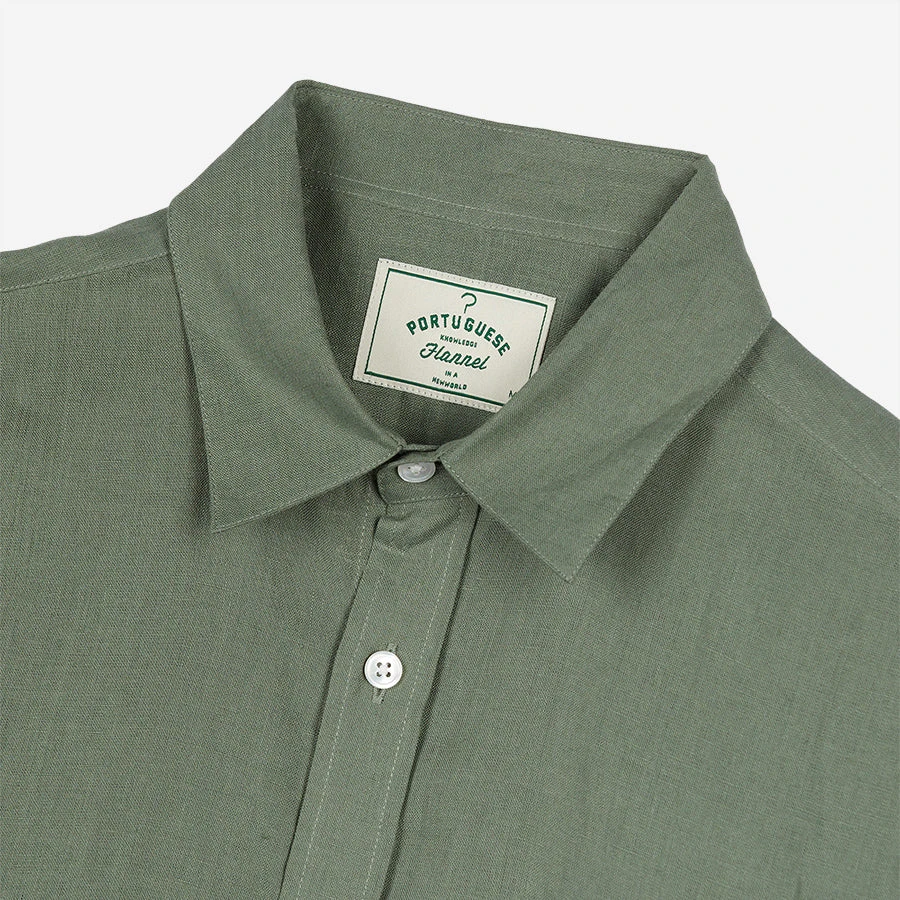 Linen Long-Sleeve Shirt - Dry Green 4 Linen Long-Sleeve Shirt - Dry Green - Image 2