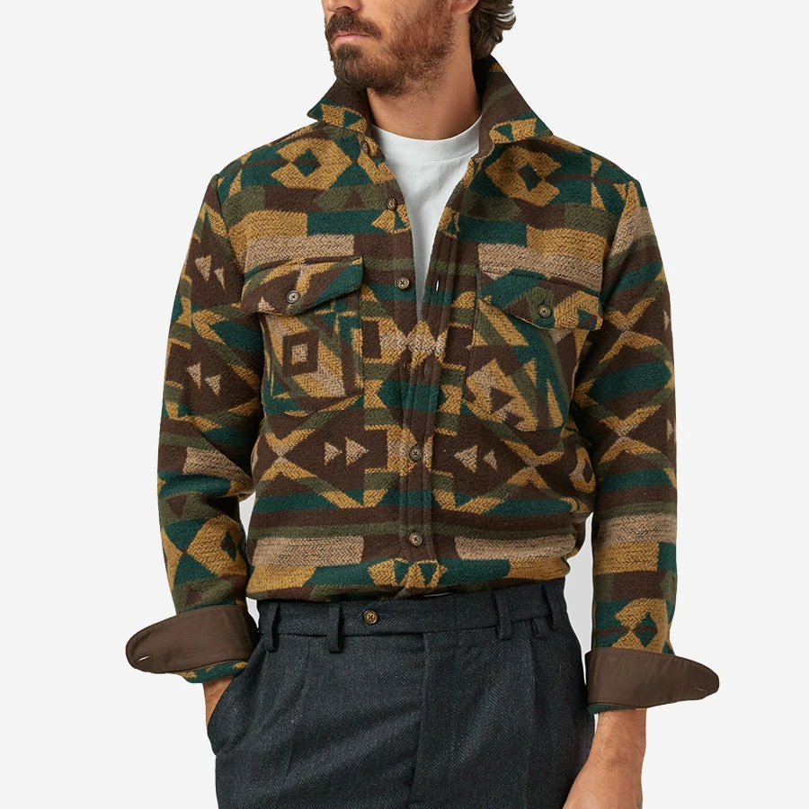 Morpheus Abstract Wool Overshirt - Brown 5 Morpheus Abstract Wool Overshirt - Brown - Image 3