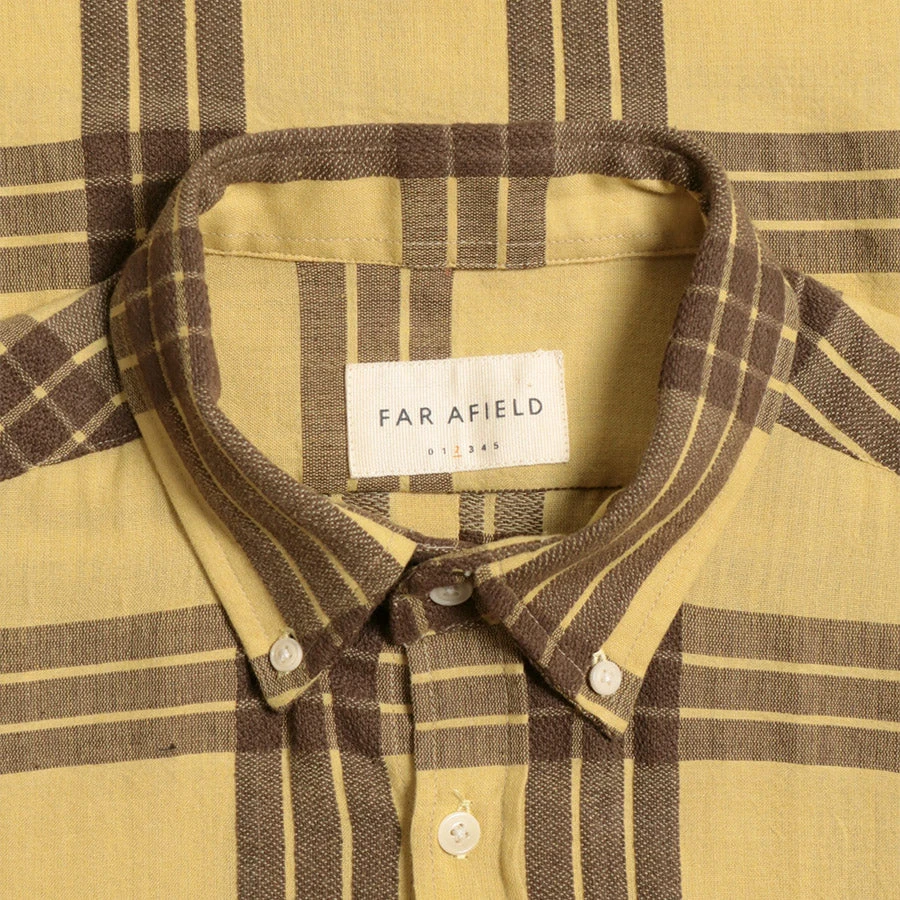 Mod Dobby Button Down Shirt - Dried Moss/Yellow 4 Mod Dobby Button Down Shirt - Dried Moss/Yellow - Image 2