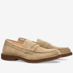 Mokaflex Suede Loafer Shoes - Ecru