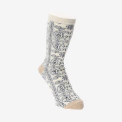 OC Paisley Crew Socks - Ivory