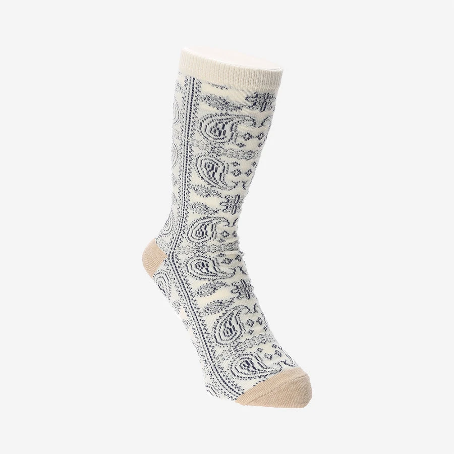 OC Paisley Crew Socks - Ivory 3 OC Paisley Crew Socks - Ivory