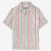 Orto Short-Sleeve Vacation Shirt - White/Red -Fashion Menswear Store ORTO