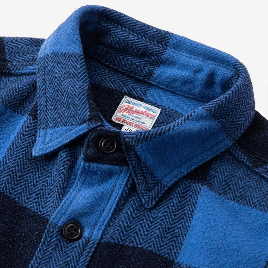 Original Triple-Yarn Herringbone Check Shirt - Indigo 4 Original Triple-Yarn Herringbone Check Shirt - Indigo - Image 2