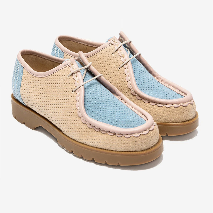 Padror V Dots Suede Tyrolean Shoes - Beige/Sky/Pink 4 Padror V Dots Suede Tyrolean Shoes - Beige/Sky/Pink - Image 2