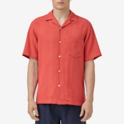 Pique Short-Sleeve Vacation Shirt - Clay -Fashion Menswear Store PIQUE CLAY 2031