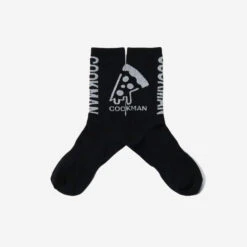 Rib Crew Socks - Black Pizza Reflector