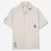 Spring Embroidered Short-Sleeve Vacation Shirt - Natural