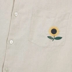 Spring Embroidered Short-Sleeve Vacation Shirt - Natural -Fashion Menswear Store SPRING 2819