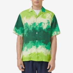 Tie Dye Short-Sleeve Vacation Shirt - Green -Fashion Menswear Store TYE DYE SHIRT 2158