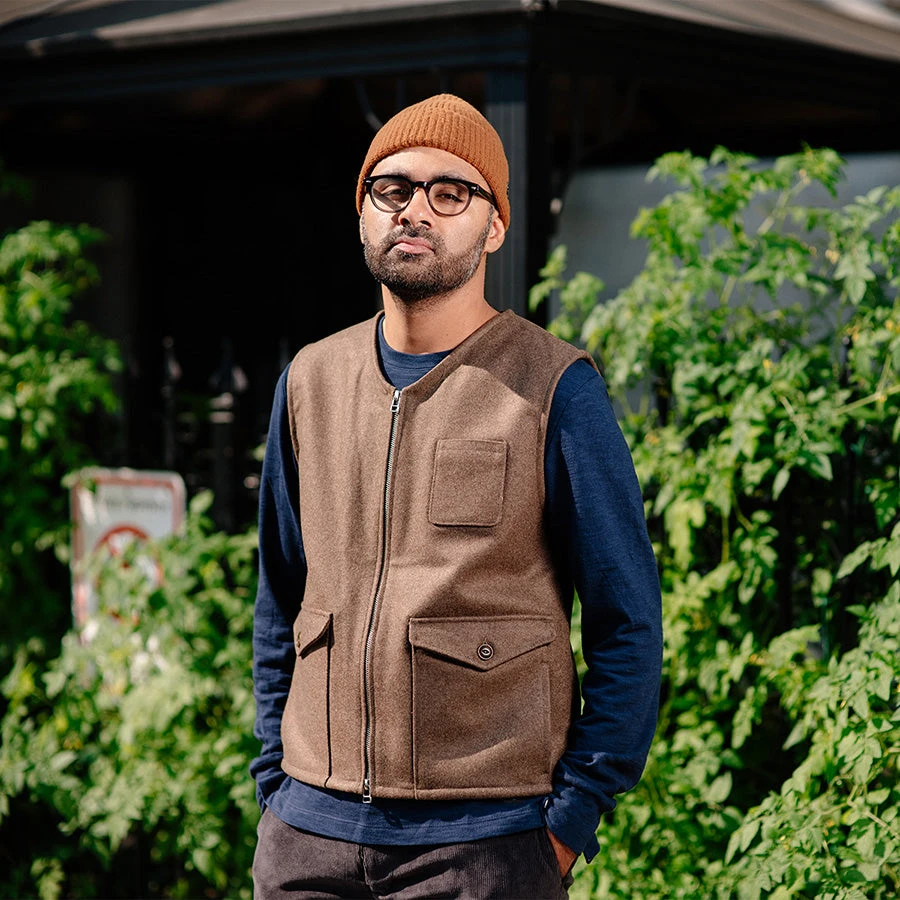 Wool Field Vest - Hazel Brown 10 Wool Field Vest - Hazel Brown - Image 8