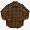 Wool Zip-Up Overshirt - Brown Plaid 2 Wool Zip-Up Overshirt - Brown Plaid -Fashion Menswear Store WoolZip UpOvershirt BrownPlaid01
