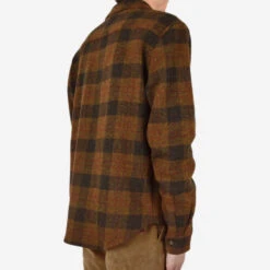 Wool Zip-Up Overshirt - Brown Plaid -Fashion Menswear Store WoolZip UpOvershirt BrownPlaid07