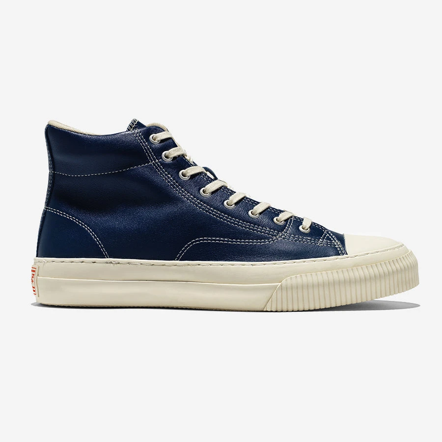 Military Standard Leather High Sneaker - Navy 3 Military Standard Leather High Sneaker - Navy