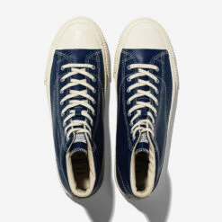Military Standard Leather High Sneaker - Navy 10 Military Standard Leather High Sneaker - Navy -Fashion Menswear Store catchball220809 0099